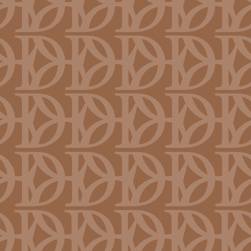 Motif du monogramme Cabinet De Charry, beige sur fond marron