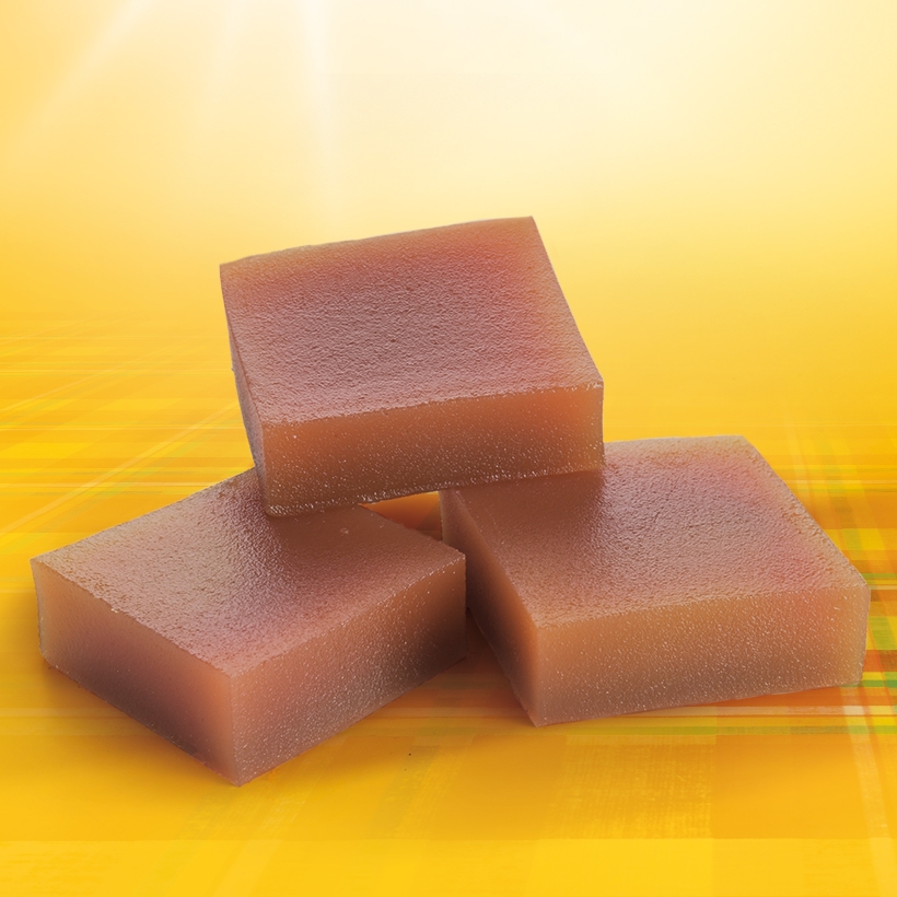 Visuel produit M’Amour Guy Lesueur, pâte de fruits, sur fond jaune