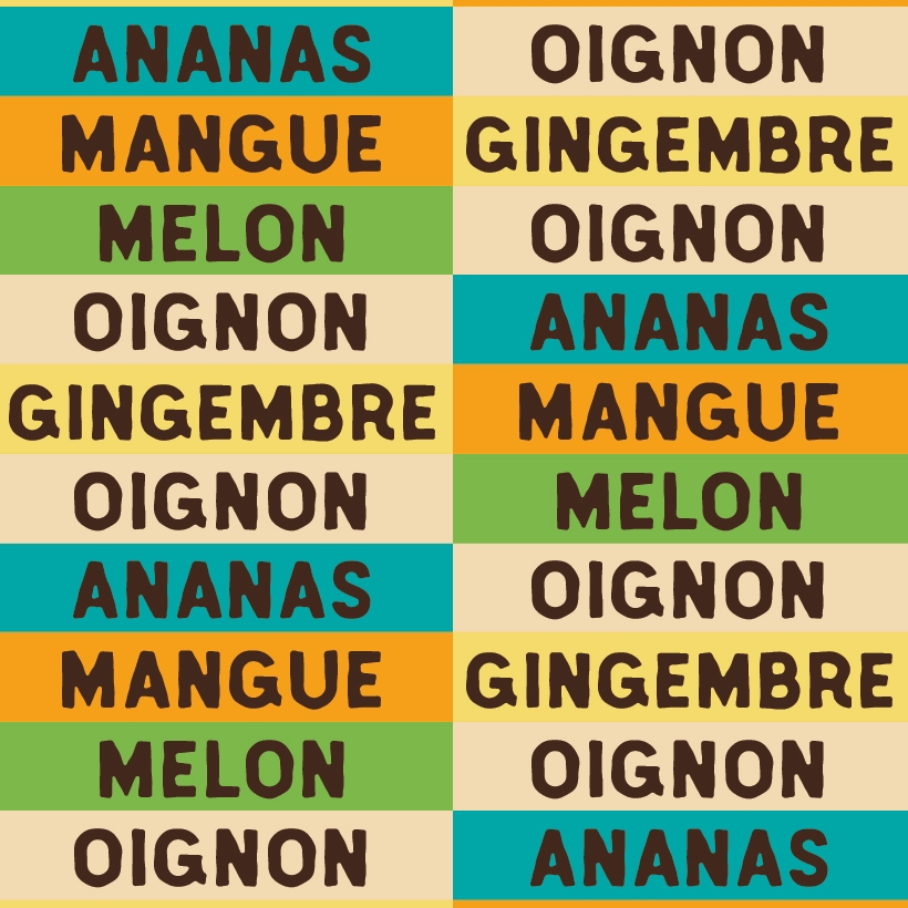 Dénomination M’amour Guy Lesueur, chutneys sur fond de couleur